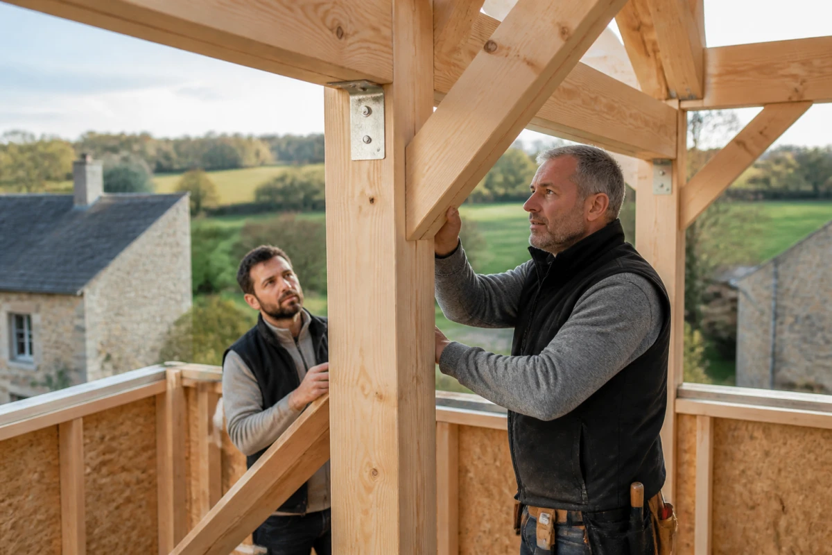 Construction garage ossature bois Pouillé-les-Coteaux